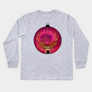 Rudolph Xmas Ball Kids Long Sleeve T-Shirt